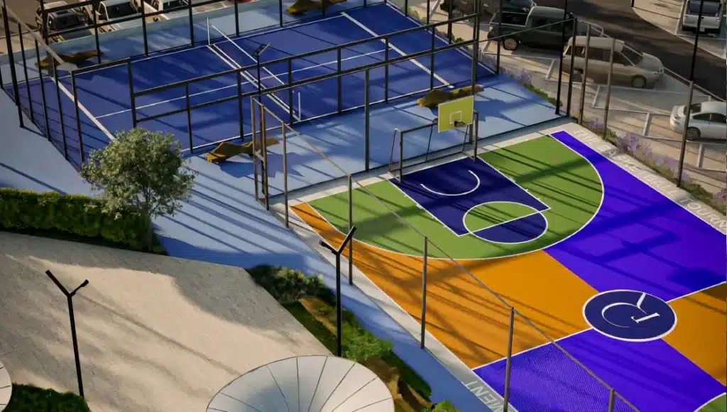 tennis and basketball courts at The Ring Residential Resort in Larnaca Cyprus